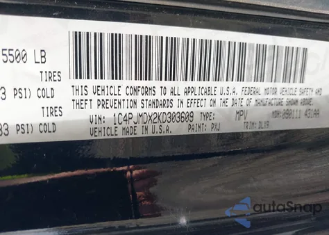 2019 Jeep Cherokee Limited 4X4 z USA, uszkodzony, nr VIN 1C4PJMDX2KD303609